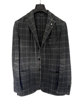 L.B.M. 1911 Wool Sport Coat (Dark Grey Windowpane)